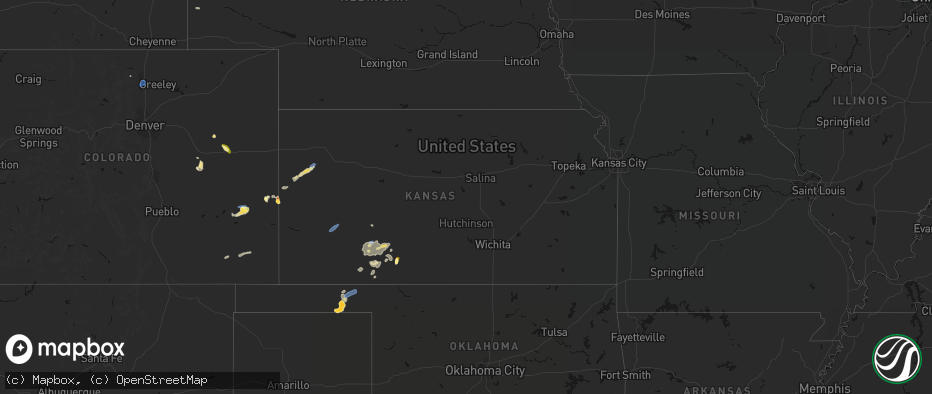 Hail map in Kansas on July 23, 2026