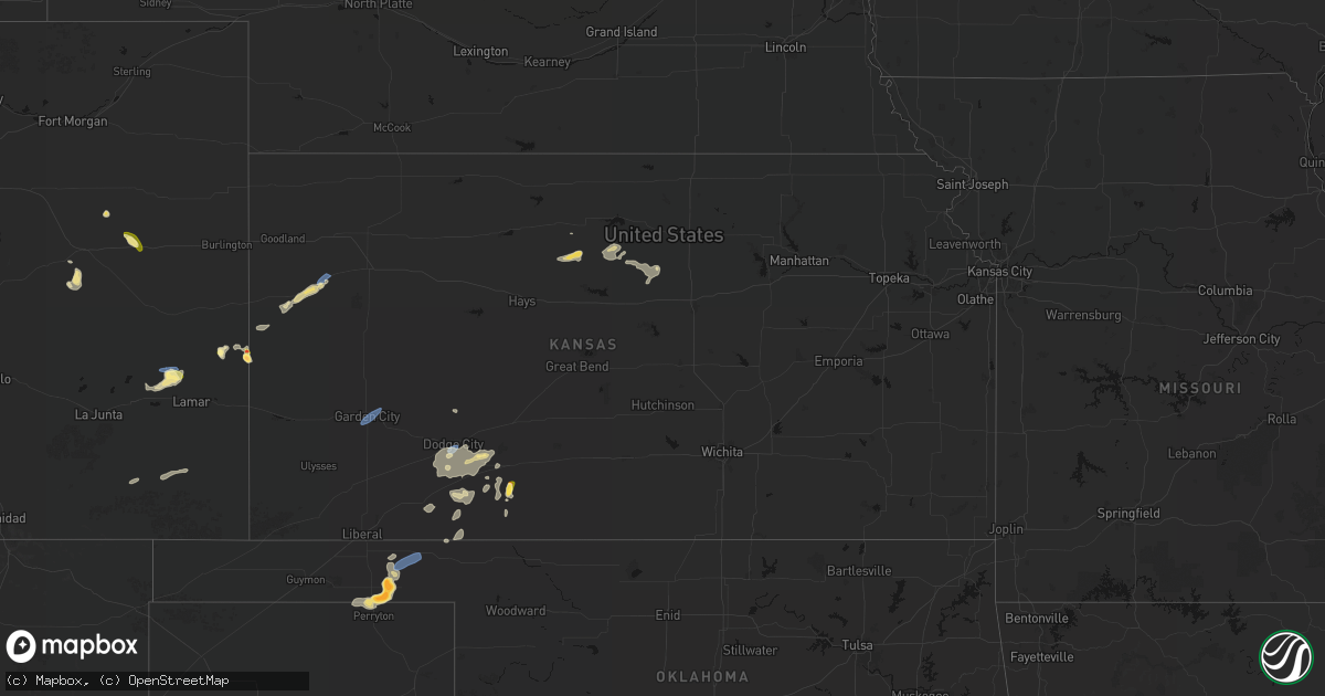 Hail map in Kansas on July 23, 2026