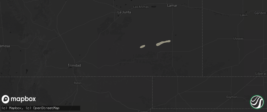 Hail map in Kim, CO on July 23, 2026