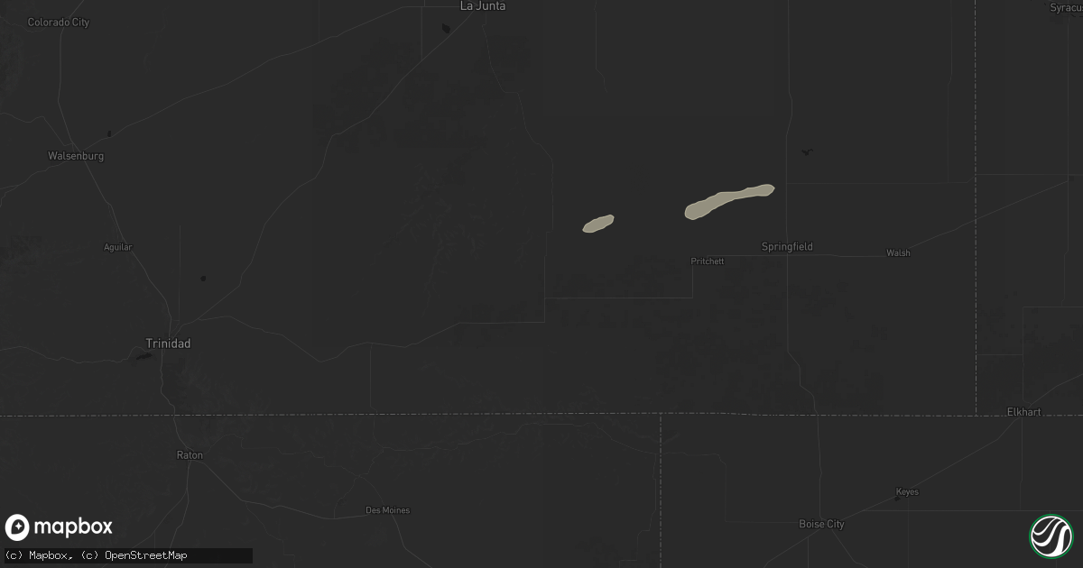 Hail map in Kim, CO on July 23, 2026