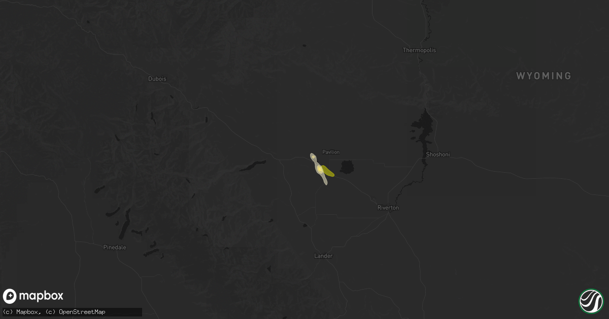 Hail map in Kinnear, WY on July 23, 2026