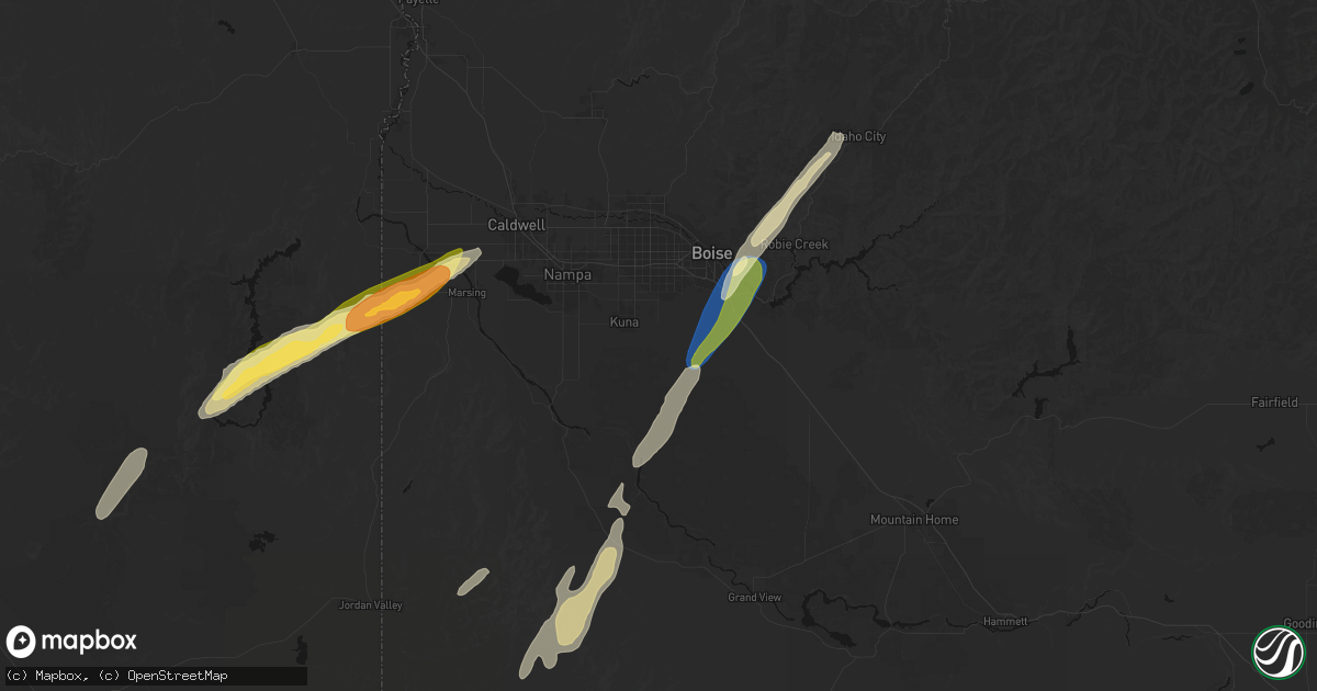 Hail map in Kuna, ID on July 23, 2026