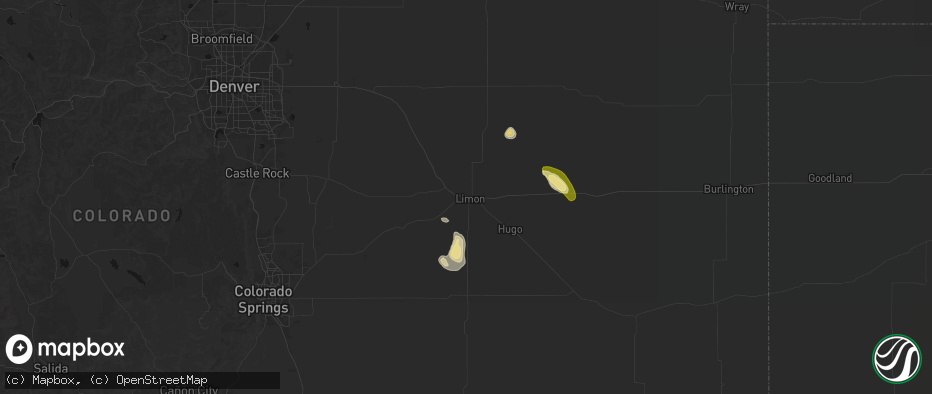 Hail map in Limon, CO on July 23, 2026