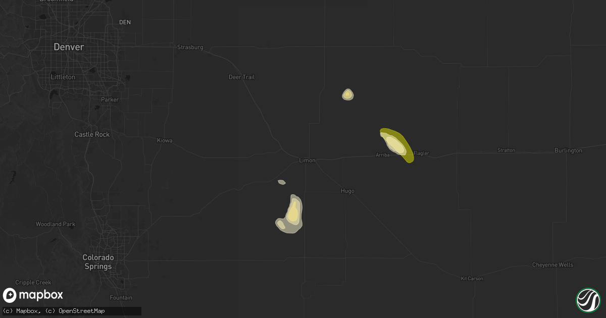 Hail map in Limon, CO on July 23, 2026