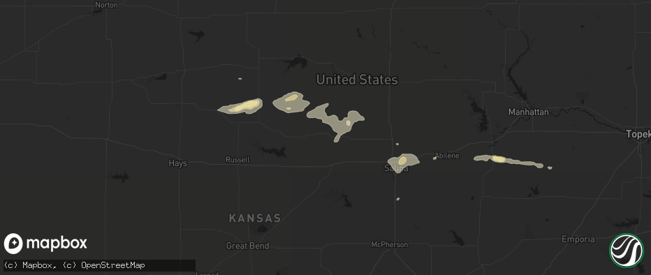 Hail map in Lincoln, KS on July 23, 2026