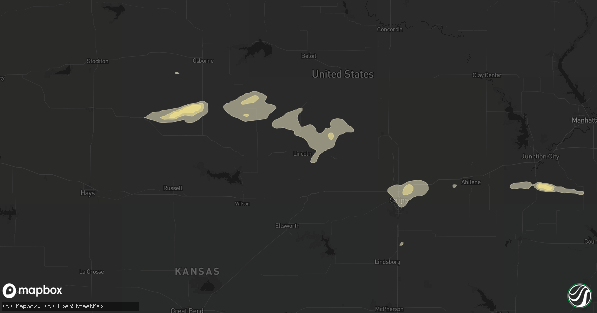 Hail map in Lincoln, KS on July 23, 2026