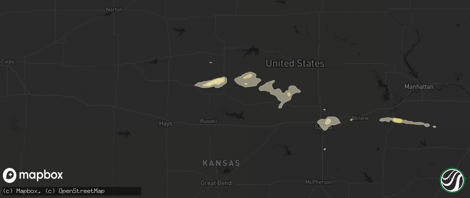 Hail map in Lucas, KS on July 23, 2026