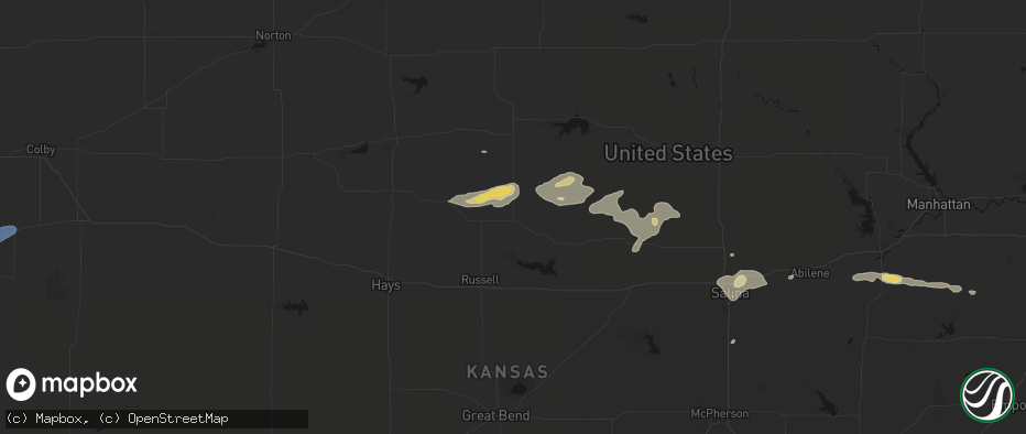 Hail map in Luray, KS on July 23, 2026
