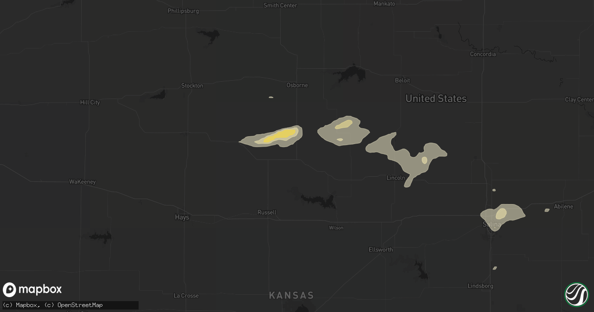 Hail map in Luray, KS on July 23, 2026