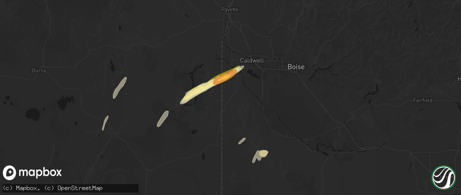 Hail map in Marsing, ID on July 23, 2026