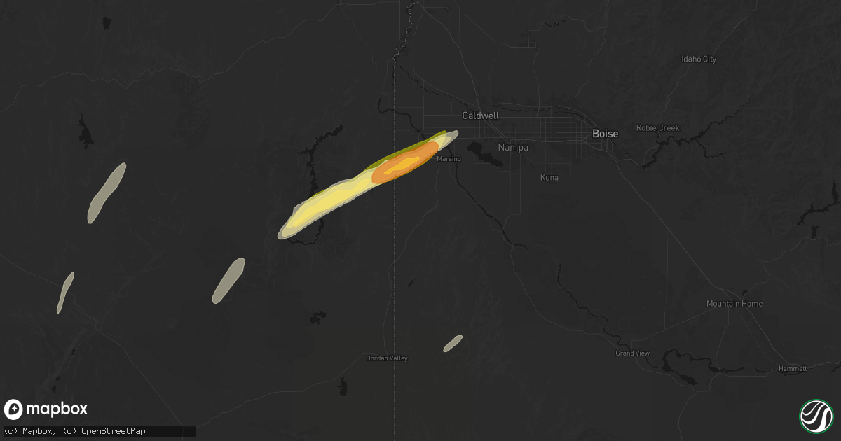 Hail map in Marsing, ID on July 23, 2026