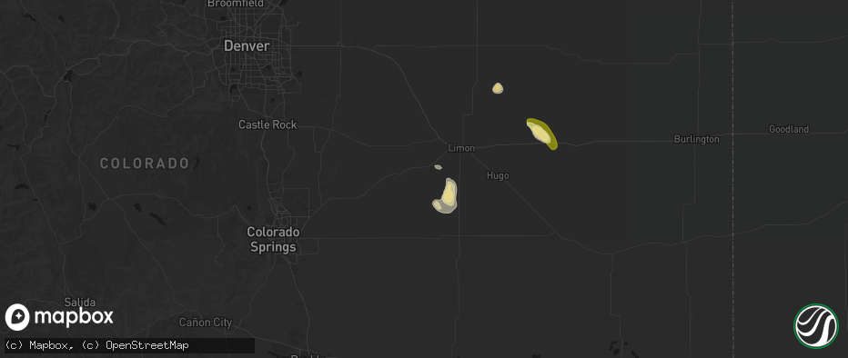 Hail map in Matheson, CO on July 23, 2026
