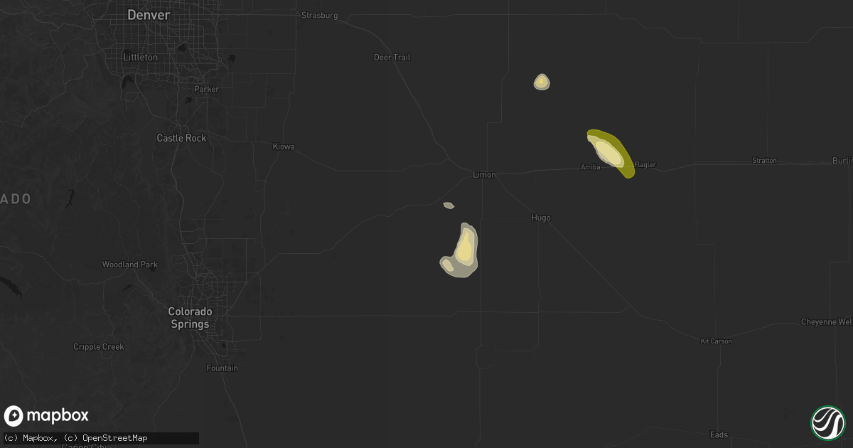 Hail map in Matheson, CO on July 23, 2026