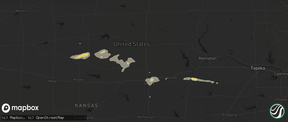 Hail map in Minneapolis, KS on July 23, 2026