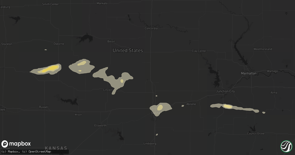 Hail map in Minneapolis, KS on July 23, 2026
