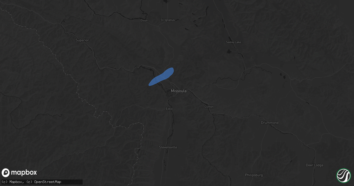 Hail map in Missoula, MT on July 23, 2026