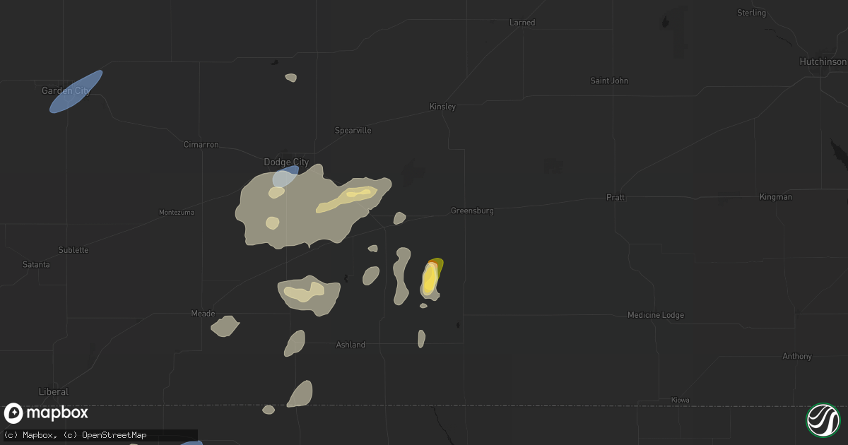 Hail map in Mullinville, KS on July 23, 2026
