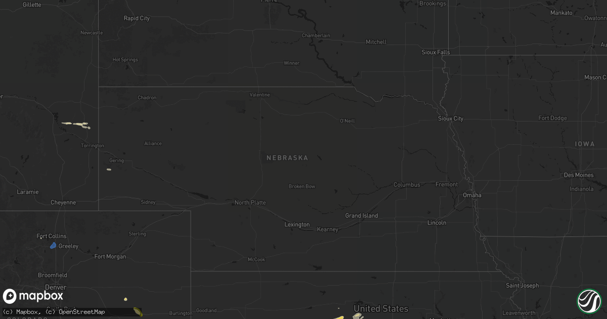 Hail map in Nebraska on July 23, 2026