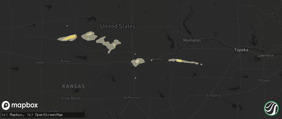 Hail map in New Cambria, KS on July 23, 2026