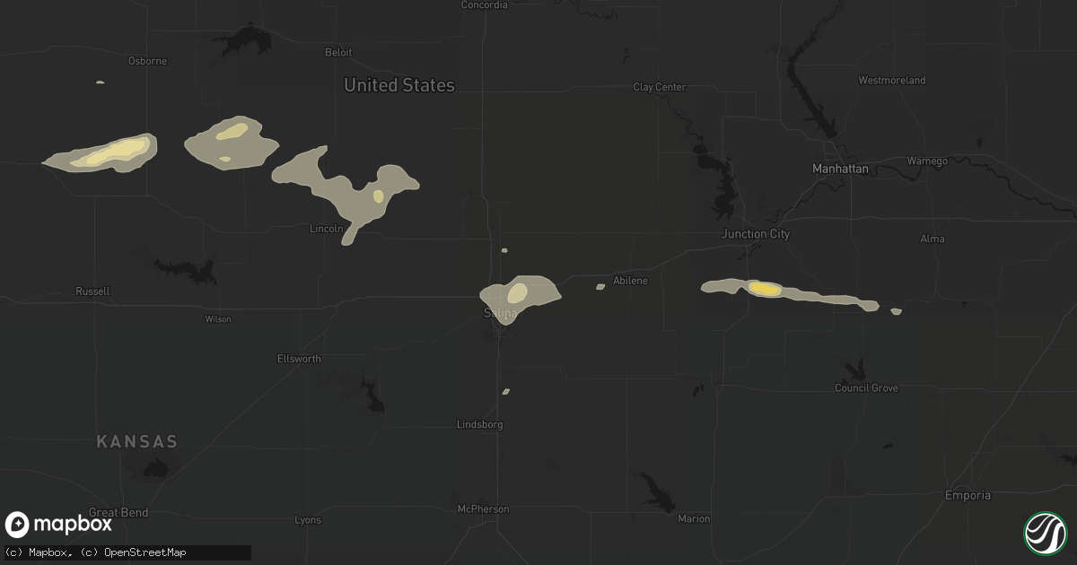 Hail map in New Cambria, KS on July 23, 2026