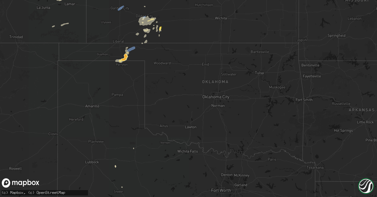 Hail map in Oklahoma on July 23, 2026