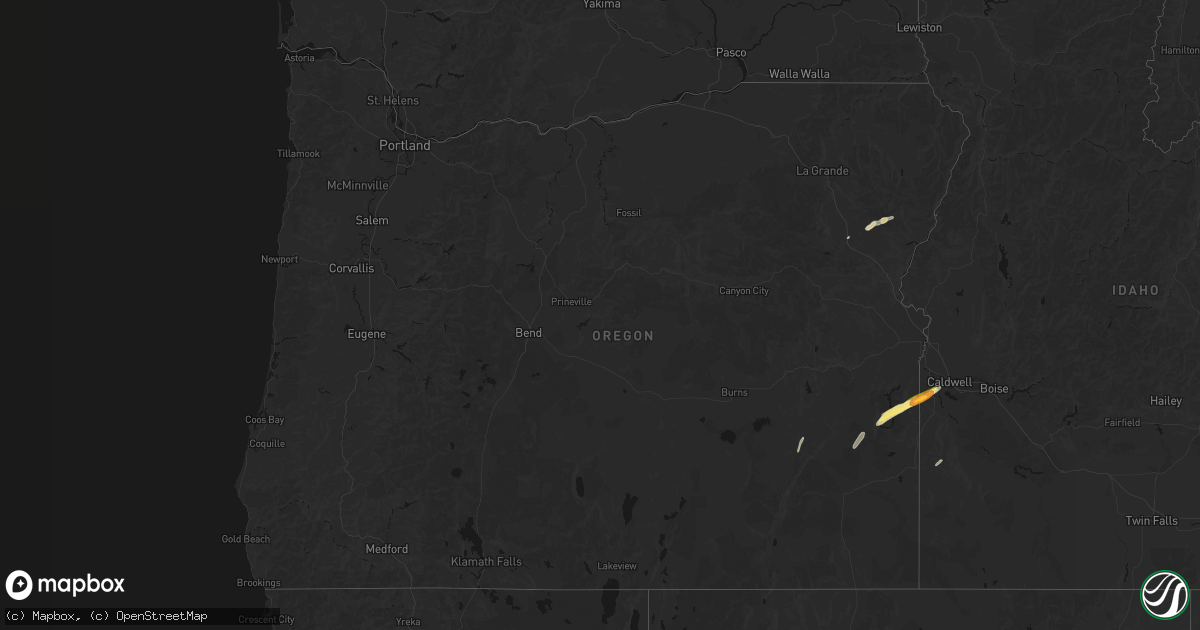 Hail map in Oregon on July 23, 2026