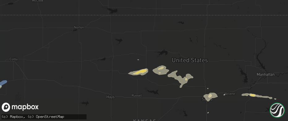 Hail map in Osborne, KS on July 23, 2026