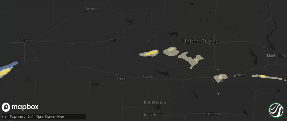 Hail map in Paradise, KS on July 23, 2026