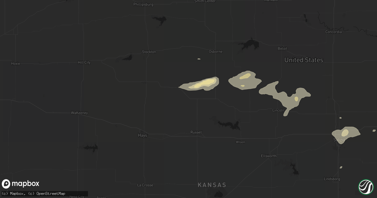 Hail map in Paradise, KS on July 23, 2026