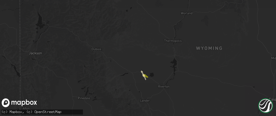 Hail map in Pavillion, WY on July 23, 2026