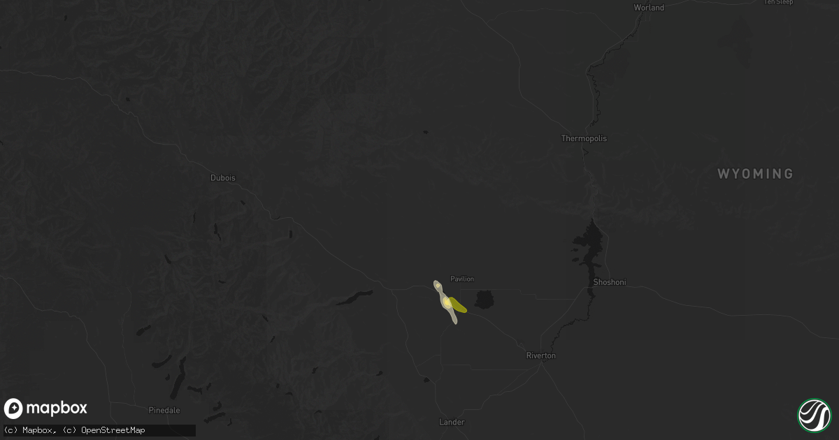 Hail map in Pavillion, WY on July 23, 2026