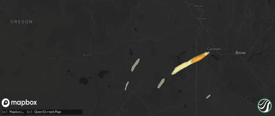 Hail map in Riverside, OR on July 23, 2026