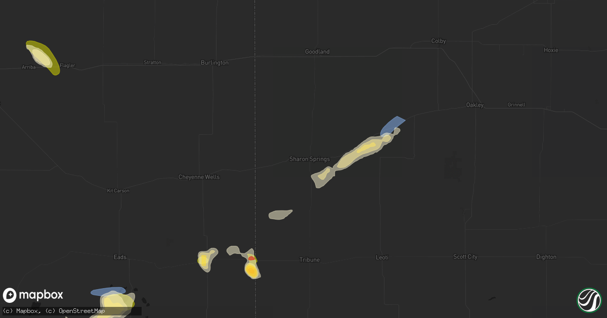 Hail map in Sharon Springs, KS on July 23, 2026