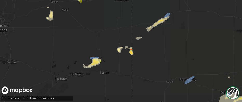 Hail map in Sheridan Lake, CO on July 23, 2026