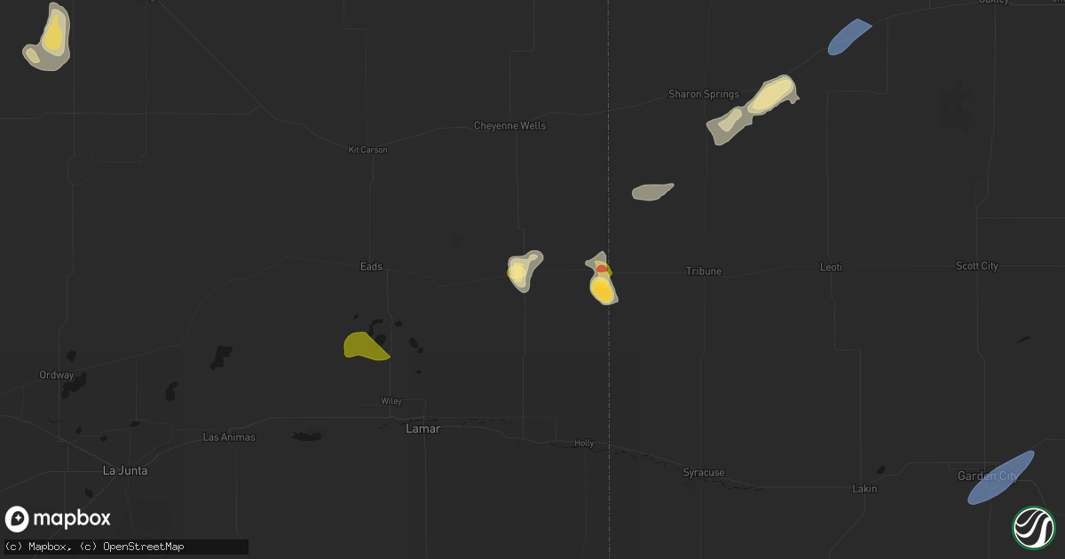 Hail map in Sheridan Lake, CO on July 23, 2026