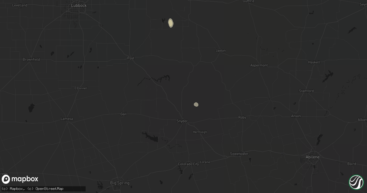 Hail map in Snyder, TX on July 23, 2026