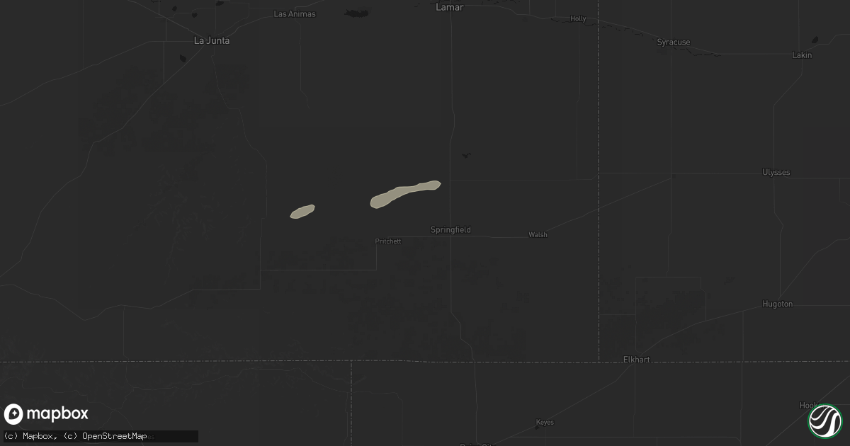Hail map in Springfield, CO on July 23, 2026