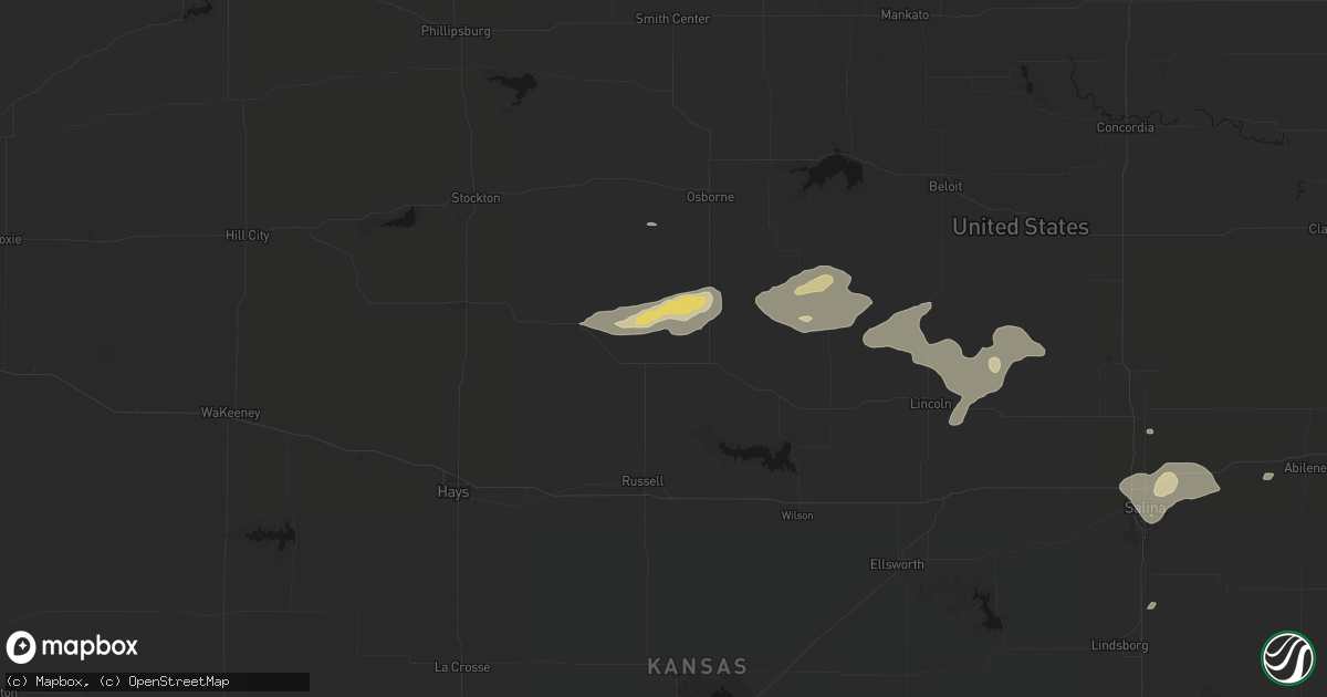 Hail map in Waldo, KS on July 23, 2026