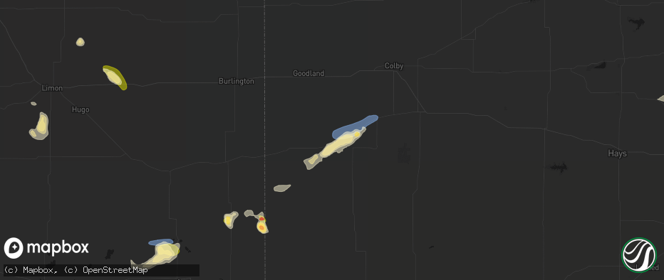 Hail map in Wallace, KS on July 23, 2026