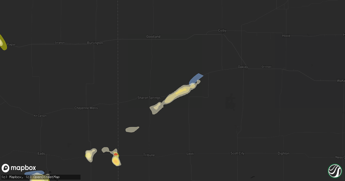 Hail map in Wallace, KS on July 23, 2026