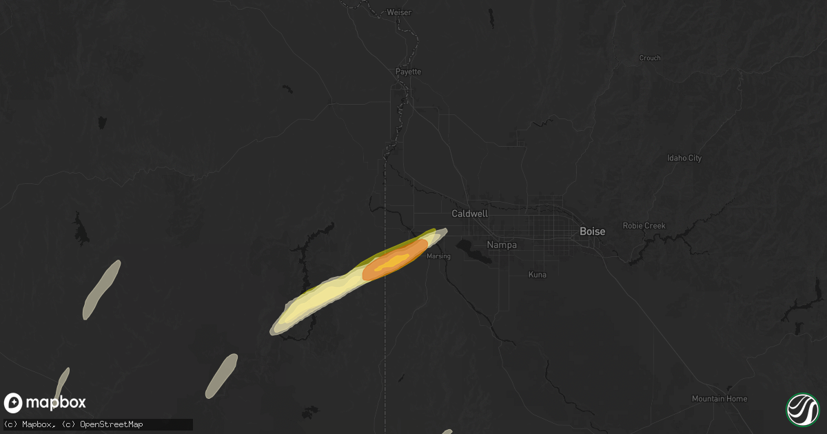 Hail map in Wilder, ID on July 23, 2026
