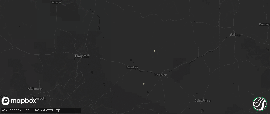 Hail map in Winslow, AZ on July 23, 2026
