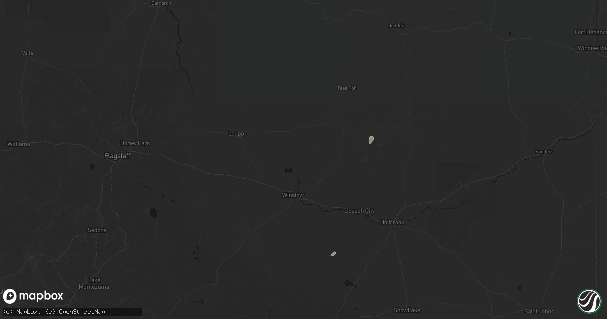 Hail map in Winslow, AZ on July 23, 2026