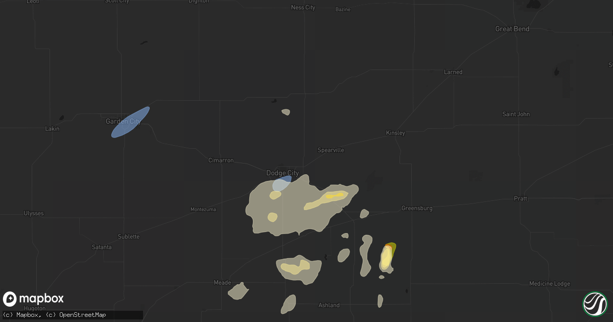 Hail map in Wright, KS on July 23, 2026
