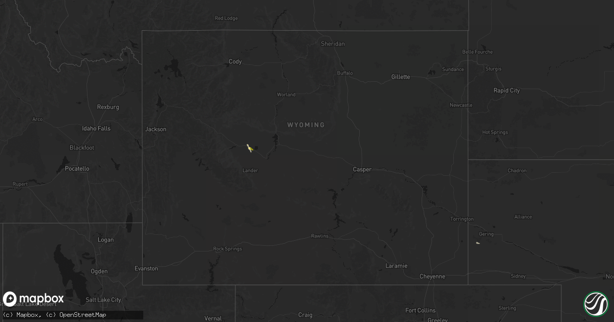 Hail map in Wyoming on July 23, 2026