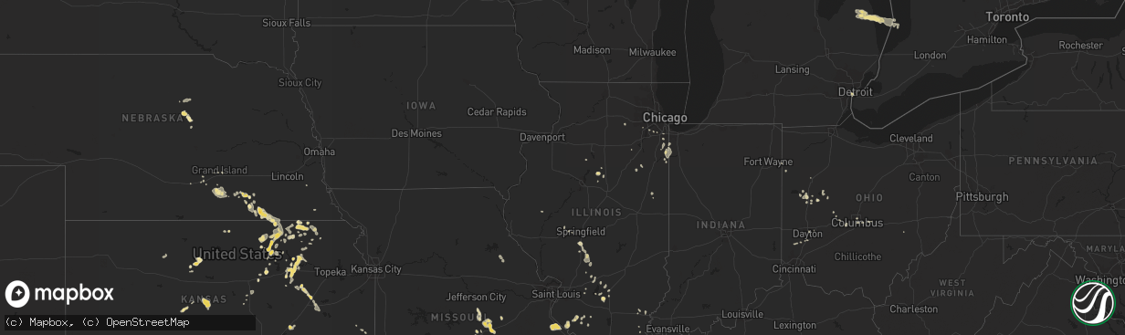 Hail map in Illinois on July 24, 2011