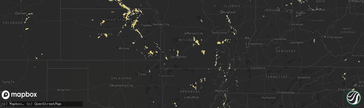 Hail map on July 24, 2011