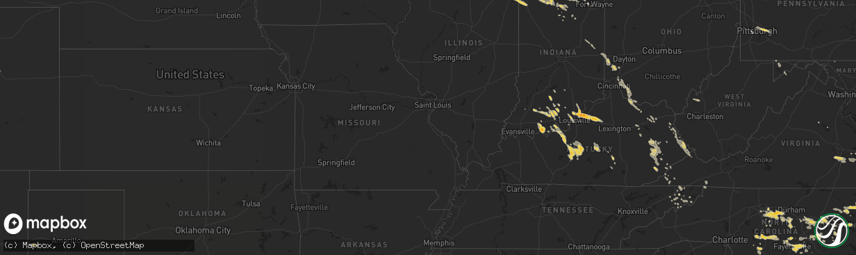 Hail map on July 24, 2012