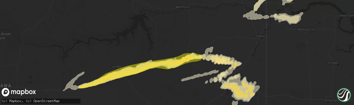 Hail map in Circle, MT on July 24, 2014