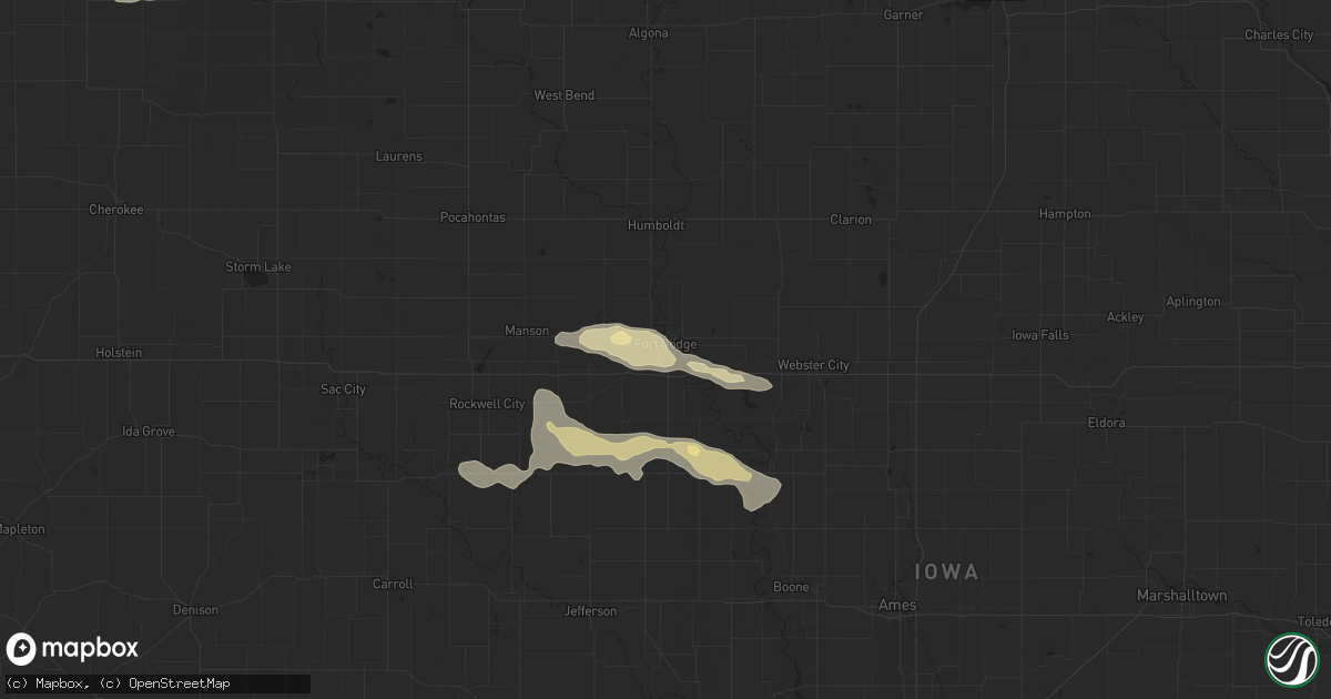 Hail map in Fort Dodge, IA on July 24, 2014